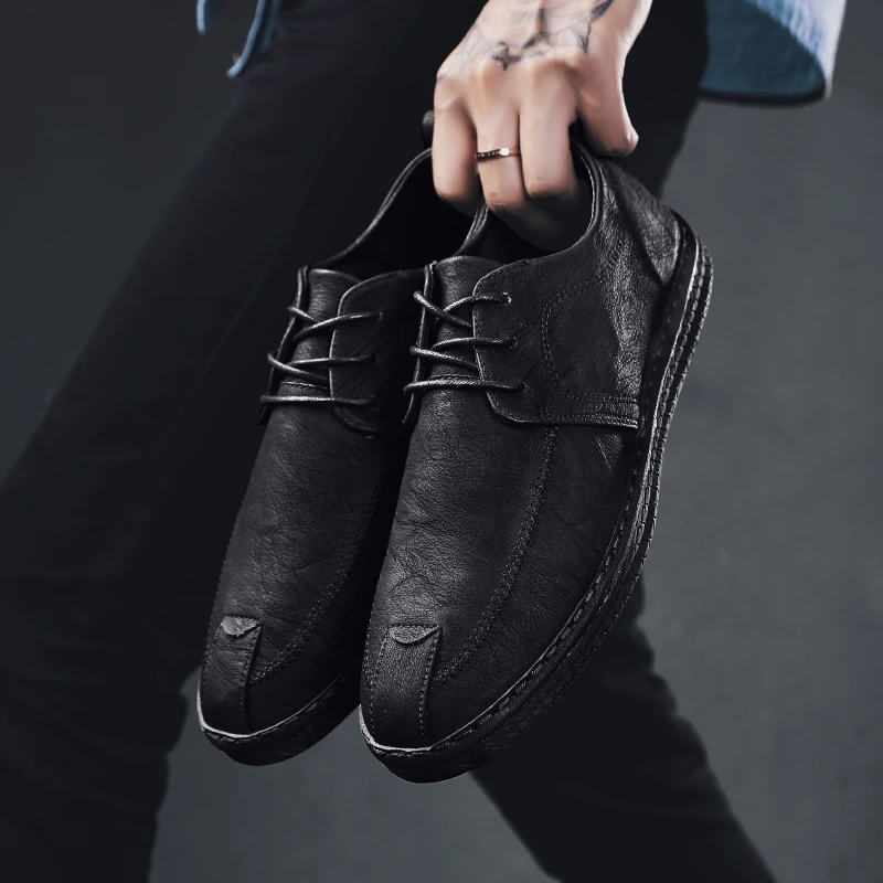 

Повседневная кожаная обувь, мужская повседневная обувь, кожаная винтажная Мужская повседневная Уличная одежда, легкие Модные Классические...
