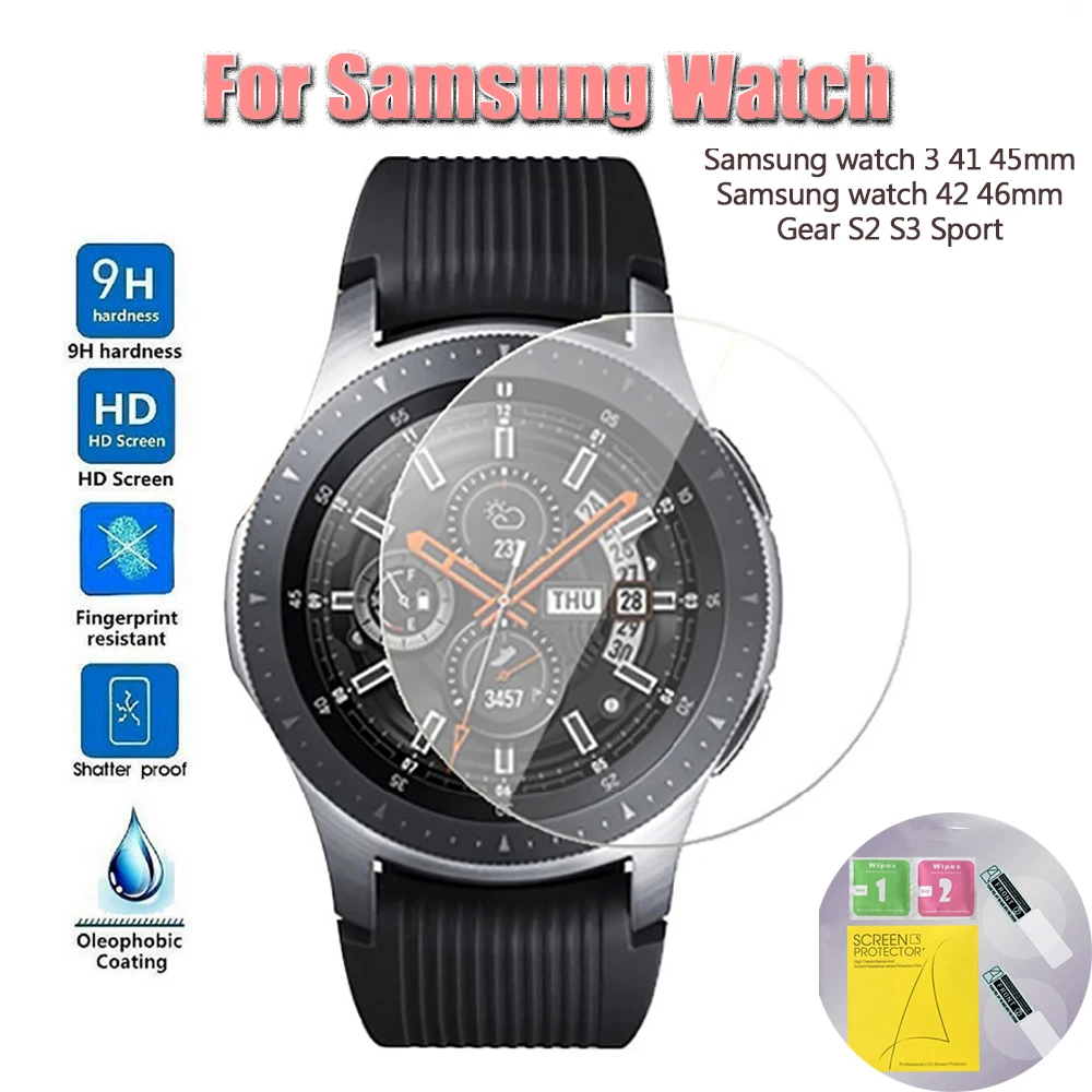 

2PCS Tempered Glass Cover for Samsung Gear S3 Frontier Classic Galaxy Watch 46mm 42mm Screen Protector Film 9H 2.5D Round Shape