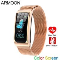 smart bracelet ak12 men women heart rate blood pressure fitness tracker sleep band waterproof big color screen alarm sport watch