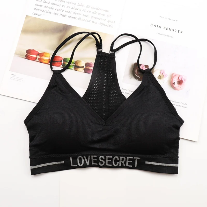 

Wire Free Cross Straps Women Underwear Seamless Breathable Bralette Push Up Adjusted Bra Fitness Sexy Bra