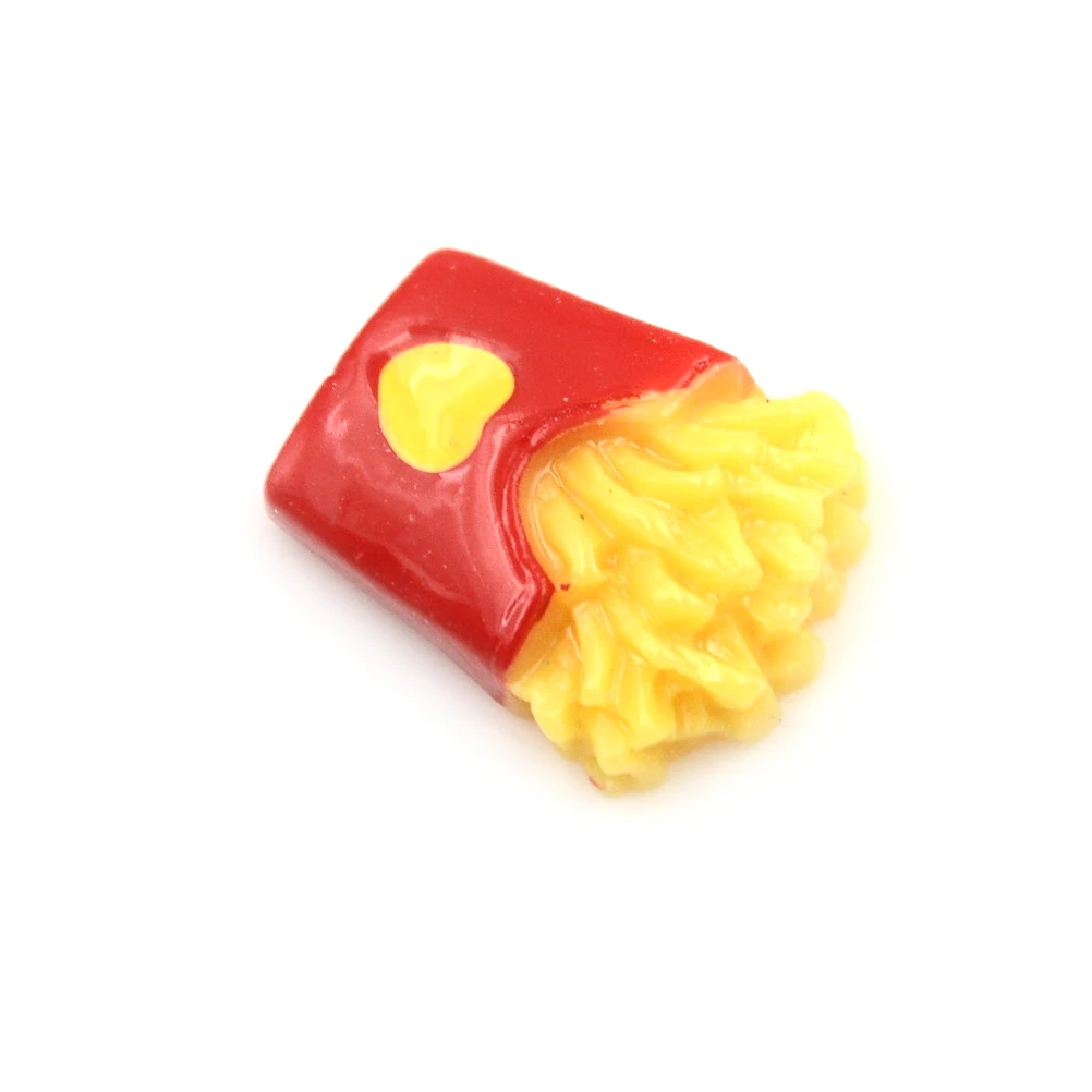 

2pcs DIY Food Kawaii Flatback Resin Cabochons Simulation Food French Fries Chips For Dollhouse Miniature Decoration