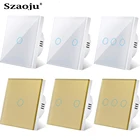 Сенсорный выключатель Szaoju европейского стандарта, настенный светильник ель из белого хрустального стекла, светодиодный индикатор, сенсорные переключатели на 123 клавиши
