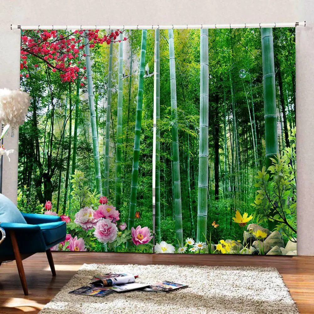 Натуральные бамбуковые занавески с деревьями ландшафтные для офиса спальни