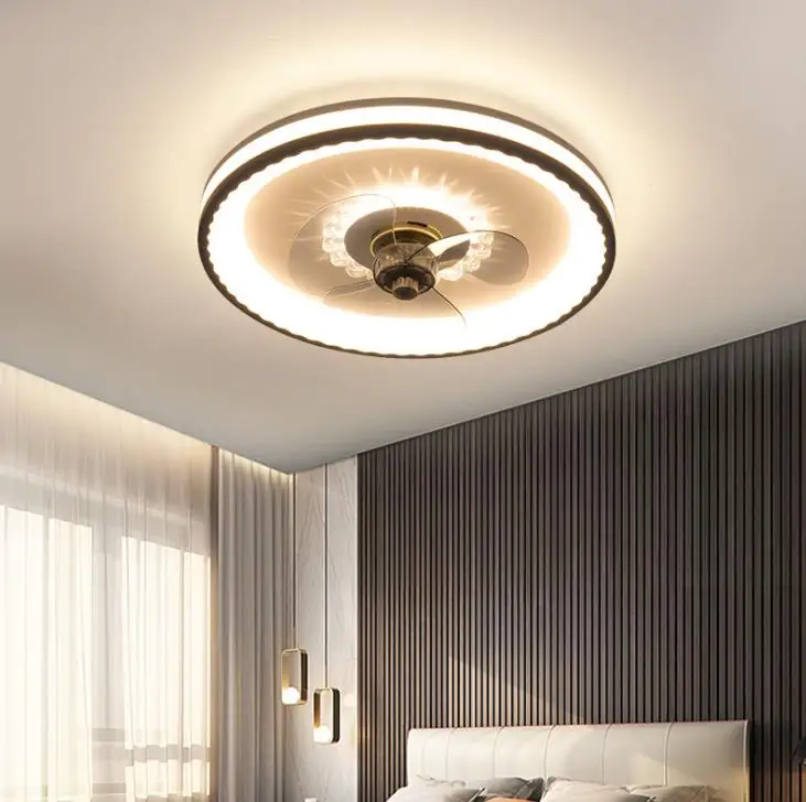 

Creative invisible fan LED chandelier remote control dimmable ultra-quiet Can timing fan LED 36W