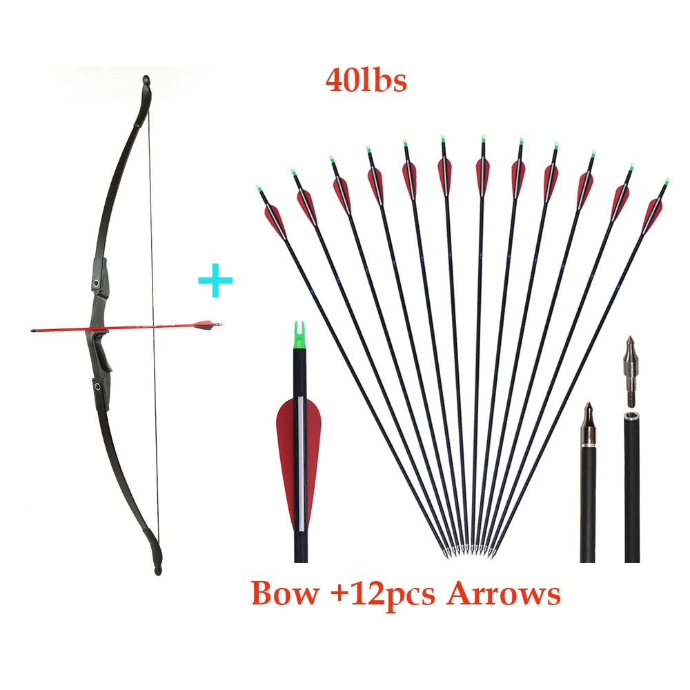 Профессиональный изогнутый лук 40lbs для правой руки деревянный стрельбы из лука