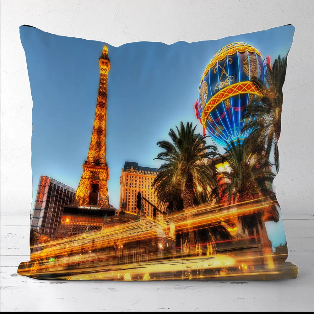 

Custom Las Vegas Building Square Pillowcases Pillow Cover Decor for Sofa Bed Room Cushion Case 45X45CM(One Side)21-0829-13