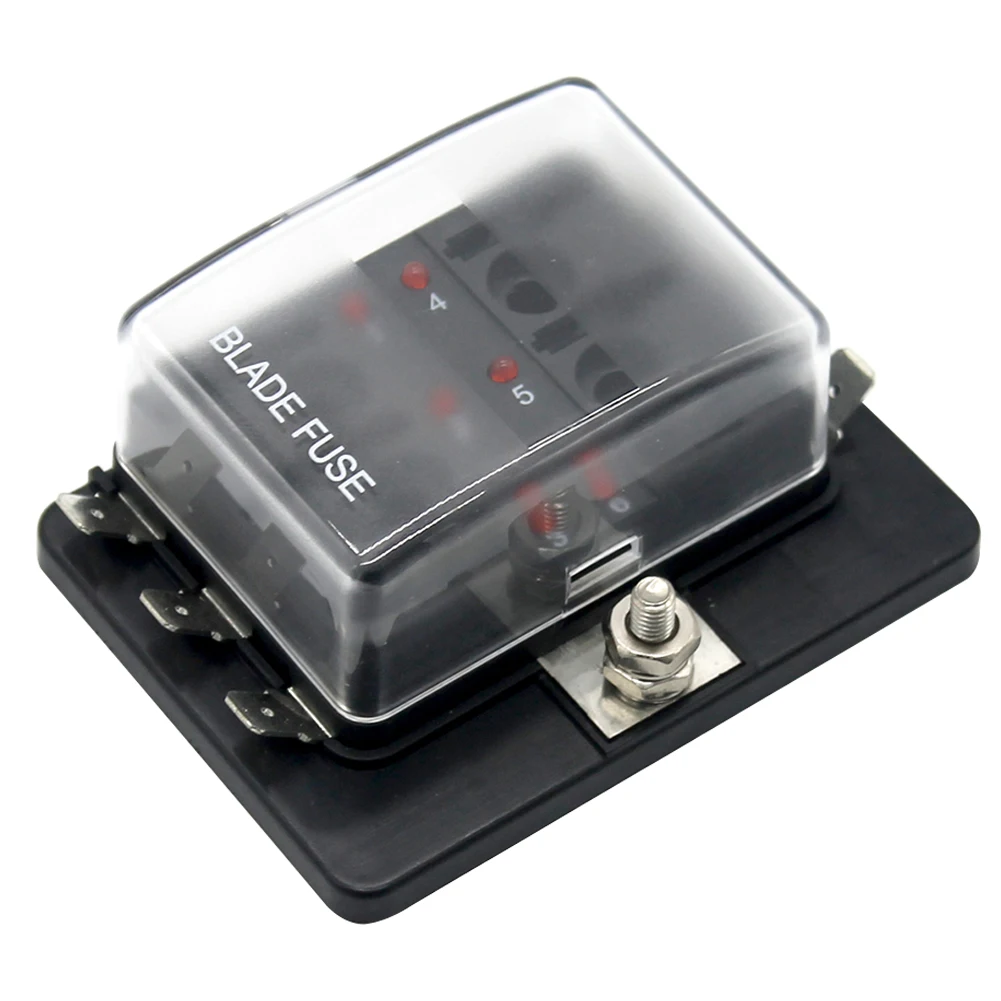 

6 Way 12V 24V Car Power Circuit Auto Cut Blade Fuse Box Holder Block Panel Board Fuses Car Accessories