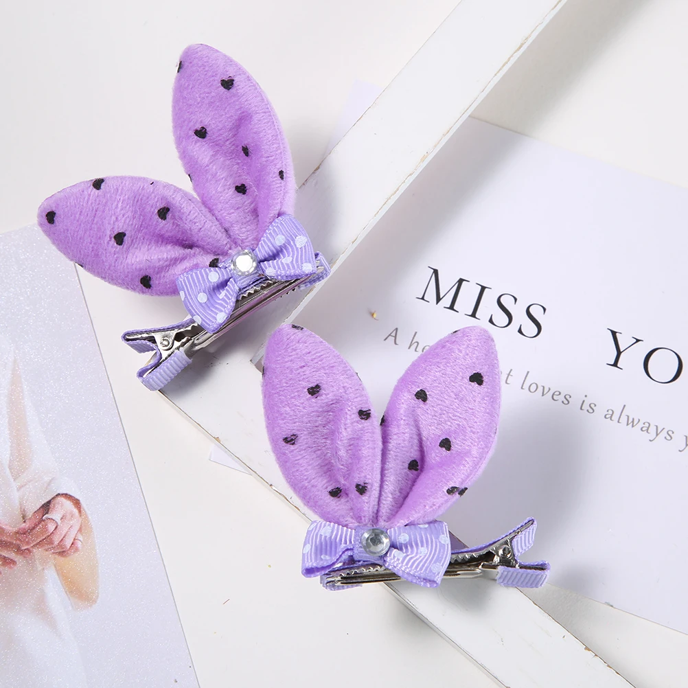 2pcs purple bow Детские милые новые заколки с кроличьими ушками и бантиком из смолы, 1 шт., Детские аксессуары, подарочные аксессуары для волос, заколки для волос для девочек - Цвет: 2pcs purple bow