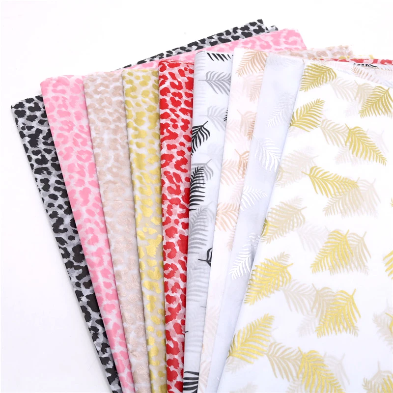 50*70 Cm Leaves Gift Wrapping Paper DIY Handmade Craft Leopard Star Pattern Tissue Paper 10 Sheets/Bag Floral Packaging Material