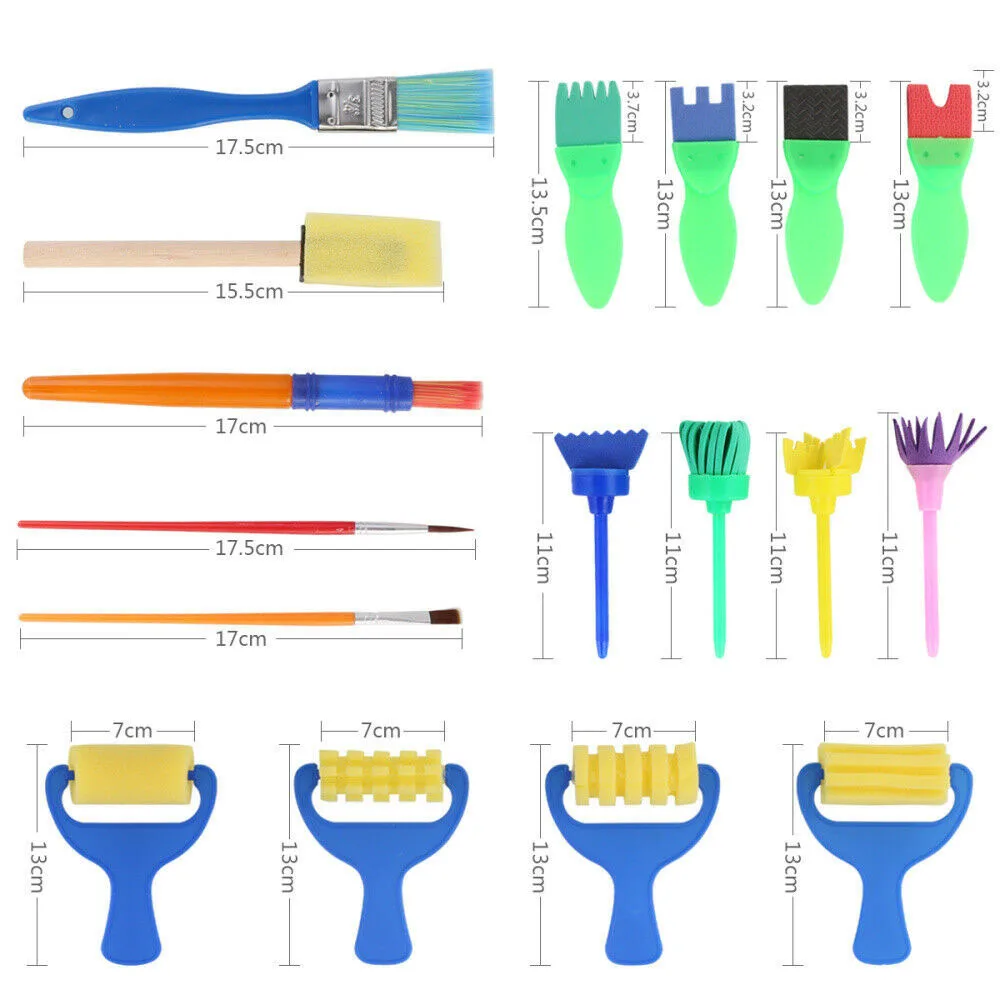 

30pcs DIY Children Painting Brushes Paint Apron Sponge Crafts Kits Children Kids Toddler Kids Early Art Education Learning