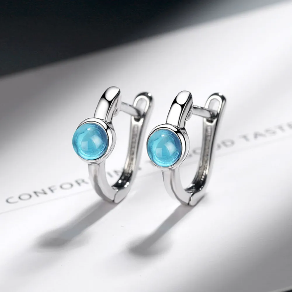 

925 Sterling Silver New Woman Fashion Jewelry High Quality Earrings Blue Crystal Zircon Hot Selling Earrings