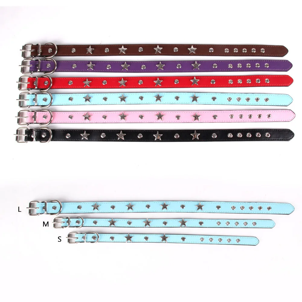 Кожаный ошейник для собак со звездами регулируемые ошейники и кошек