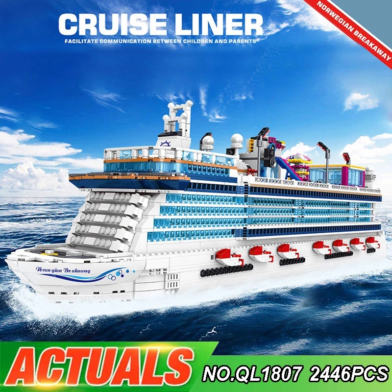 

ZHEGAO QL1807 MOC Street View Cruise Ship Model Assembled Modular Building Block Bricks Children's Educational Toy Birthday Gift