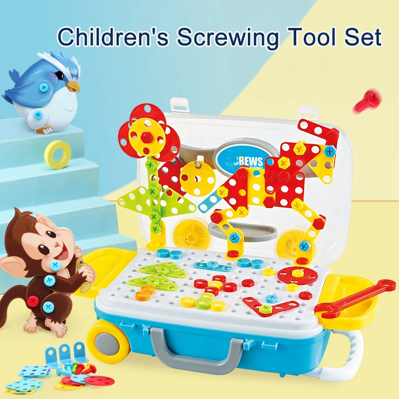 

DIY Puzzle Disassembly Toy Assembly Nut Mushroom Nail Screw Tool Set Electric Drill Toolbox Toys For Children Boys Kids Gift