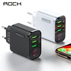 Настенное зарядное устройство ROCK 3, USB, 3 А, макс., для iPhone 11, X, XS, MAX, Samsung, Xiaomi, умное быстрое зарядное устройство со светодиодным дисплеем