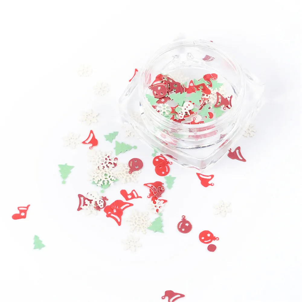 

1Box Christmas Snowflake Sequins Nail Sticker Glitter Nail Art Patch Flakes Slice Sequins Mixed Decals DIY 3D Manicure Decoratio