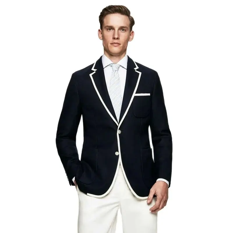 

Men Suits Men Groom Wedding Tuxedo Best Man Blazer Costume Homme 2piece Black Coat White Pants Slim Terno Masculino