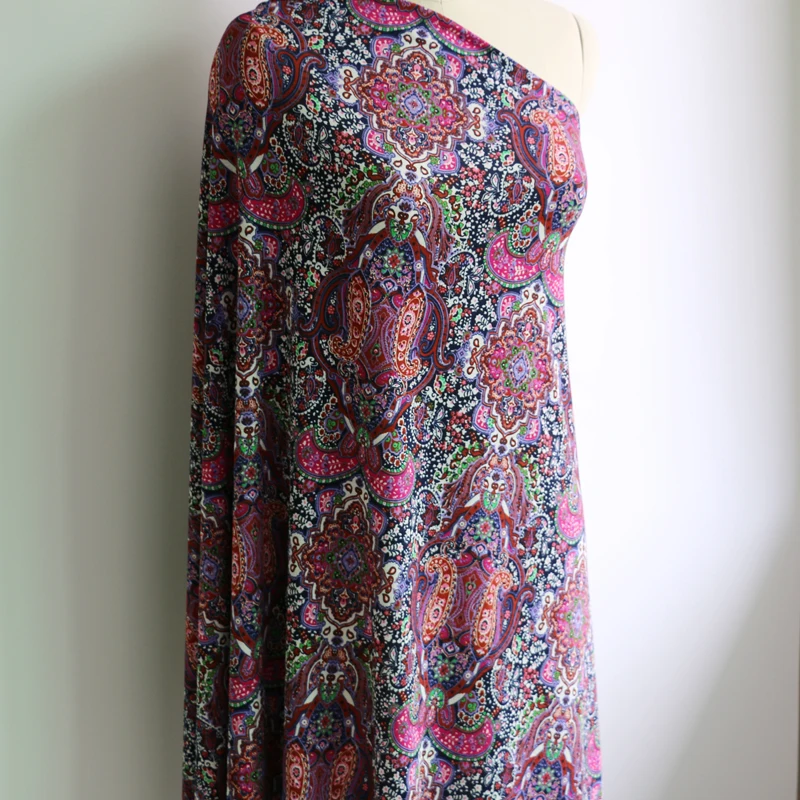 1y * 150 см Корея Спандекс Трикотажная Ткань Платье Брюки винтажная Пейсли