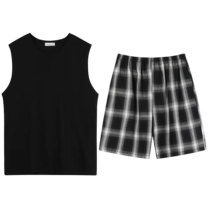 

Summer men's vest pajamas home service pure cotton thin home service men's pajamas men's cotton pajamas summer clothes
