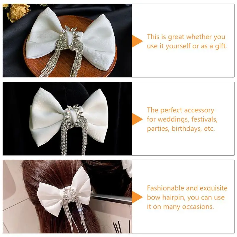 

1pc Bowknot Hair Clamp Fashion Rhinestone Tassel Hairpin Wedding Headdress