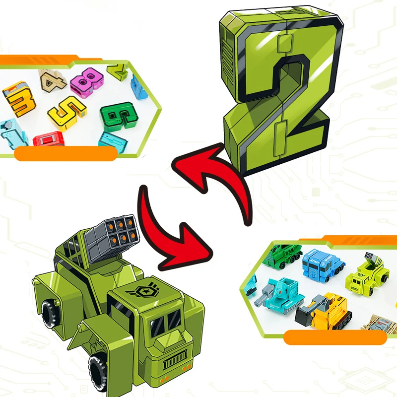 

Puzzle Digital Deformation Toys Kids Assembling Educational Blocks Number Transformation Robot Deform Plane Car Fidget Toys