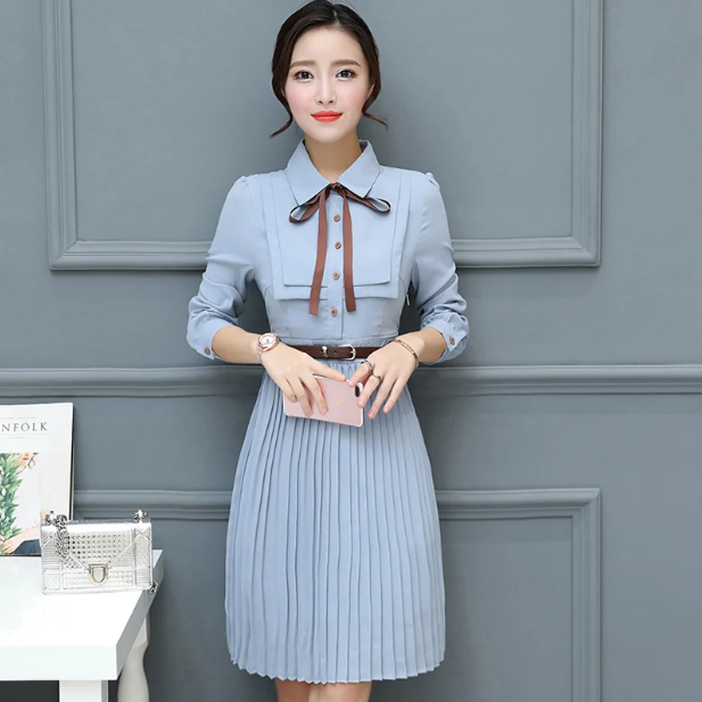 Женское вечернее платье с длинным рукавом 2019 осеннее корейское повседневное