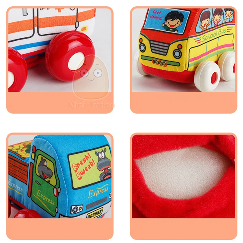 Baby Cloth Pull Back Car Hanging Toys For Baby Rattles Random Newborn Learn Walk Kids Handbell Gift Boy Toy Vehicles