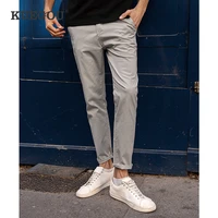 kuegou 2021 autumn cotton solid black casual pants men long classic pockets for male wear work brand straight trousers 2996