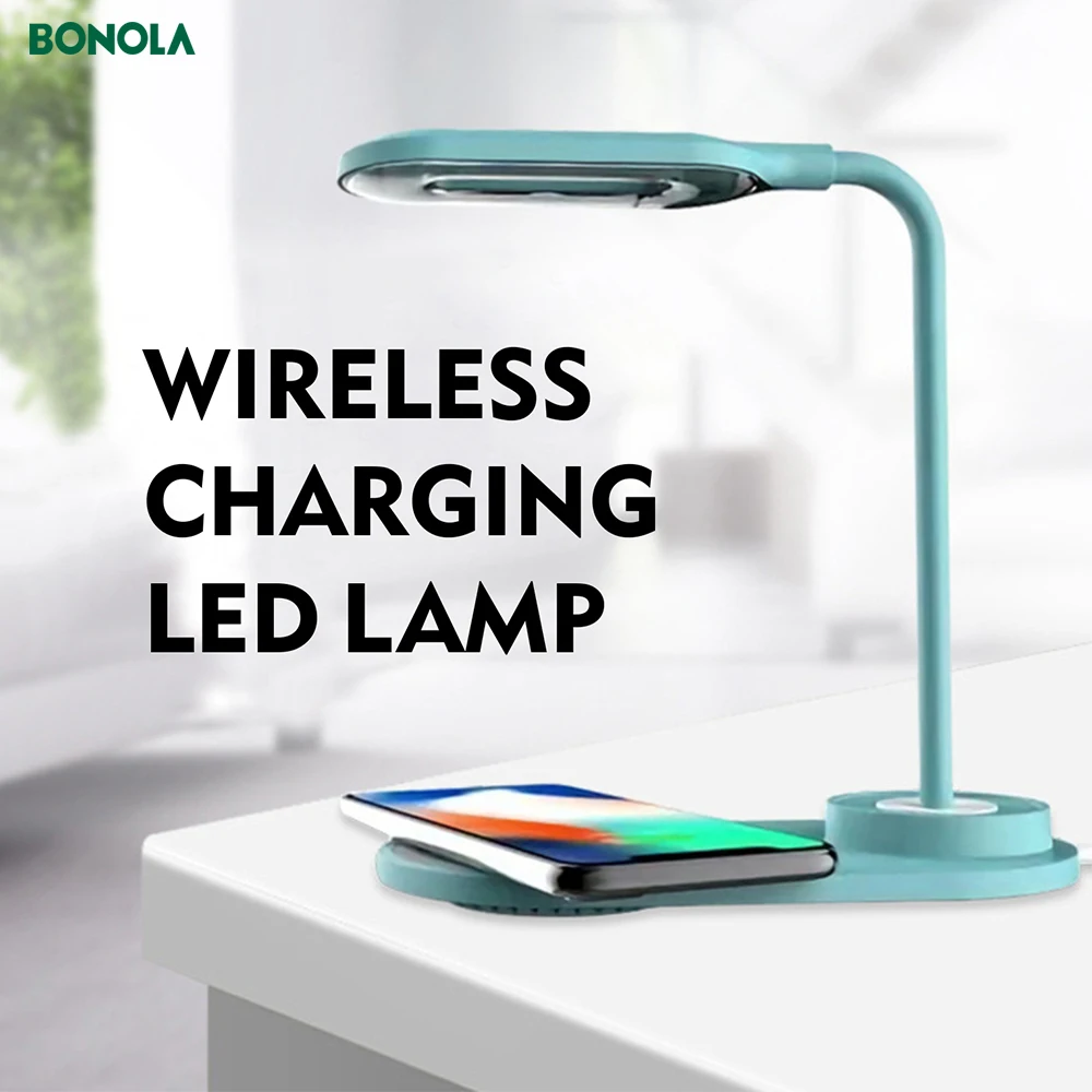 bonola 10w wireless charging led table lamp for samsung s20s10note10 fast wireless charger for iphone 11proxrxs8 adjustable free global shipping