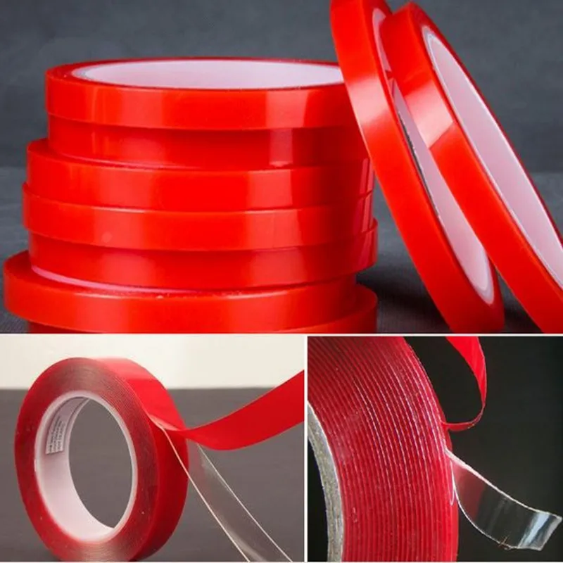 

5 шт./лот , 6 мм х 3 метра , силиконовая красная Двухсторонняя клейкая лента высокопрочная акриловая наклейка для телефона, ЖК-экран