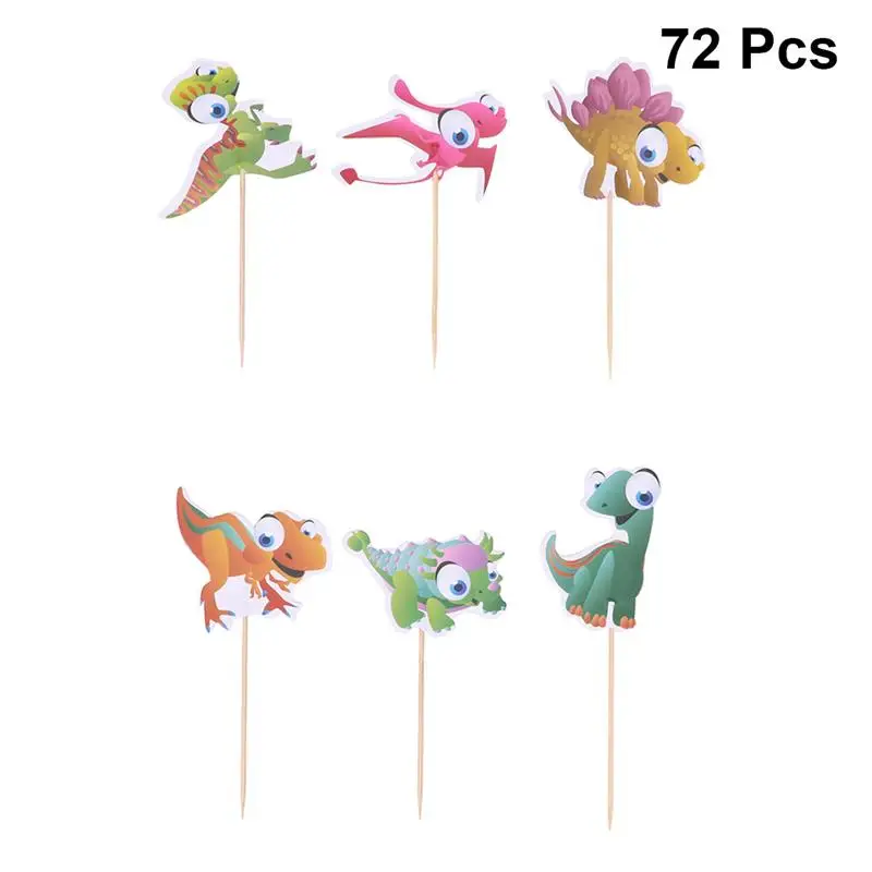 72 шт. милый динозавр торт Топпер прекрасный десерт Декор Вставка карты выбирает