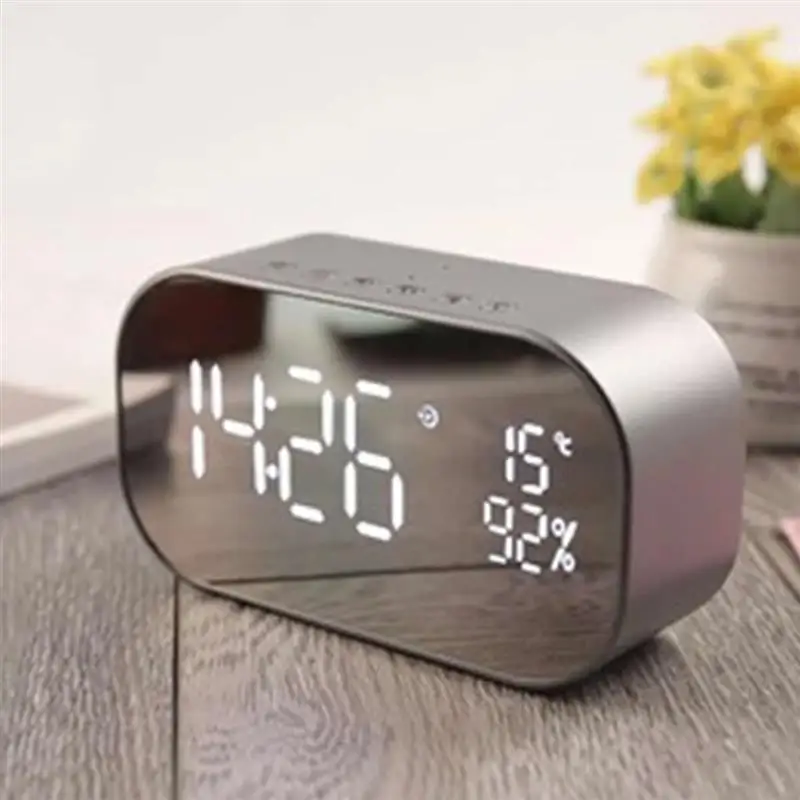 Светодиодный Будильник с fm радио беспроводной Bluetooth динамик зеркальный дисплей