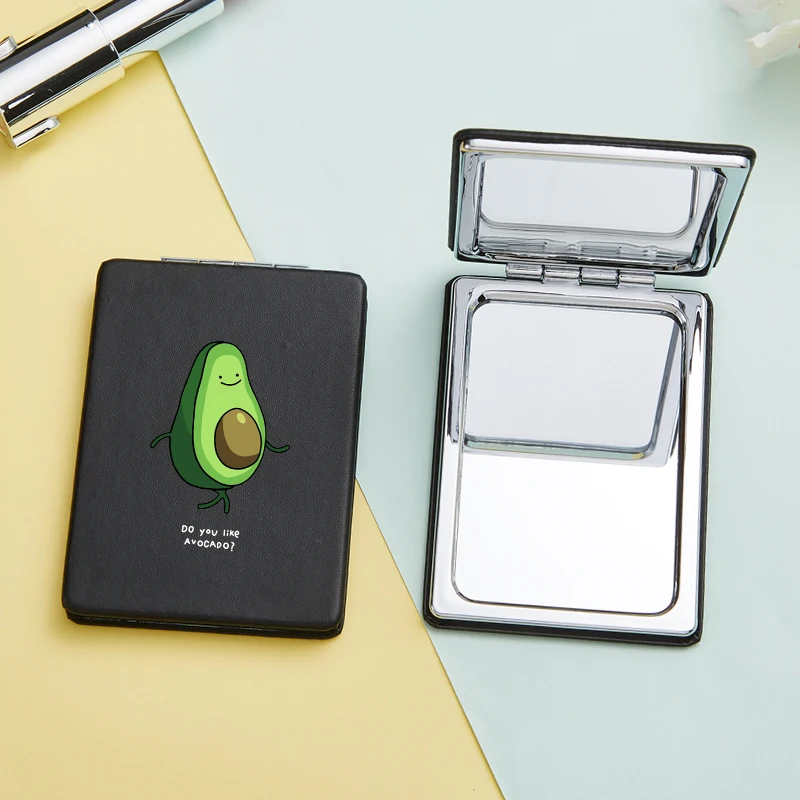 Милые мини зеркала для макияжа с авокадо модные двухсторонние складные