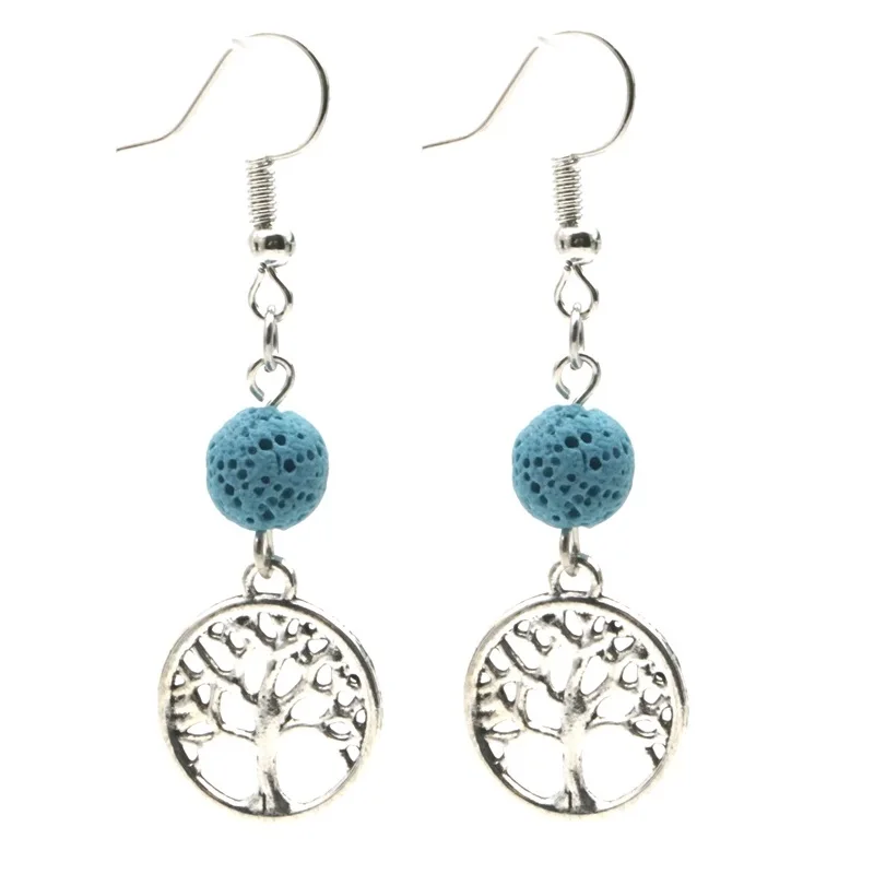 Древо жизни Висячие выемками человеческое лицо серьги-подвески цветные 8-ми мм