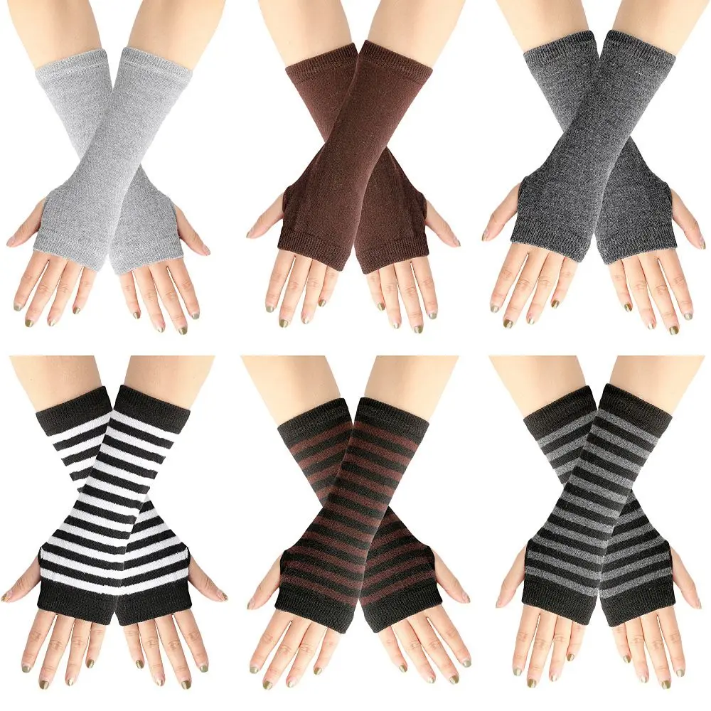 

Fingerless Knitted Punk Stripe Hip Hop Fashion Arm Warmers Arm Hand Gloves Cosplay Hand Gloves Women Arm Warmers