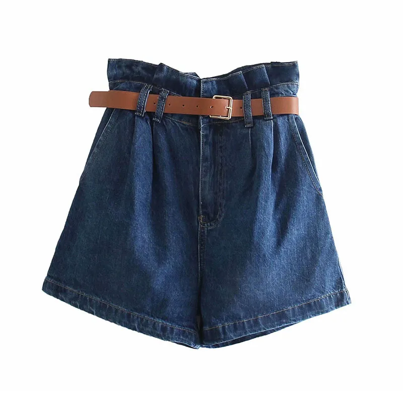 

DOUJILI High Quality Jeans Fashion Summer Women Vintage Blue Short Pants Pure Color Casual Tall Waist Shorts