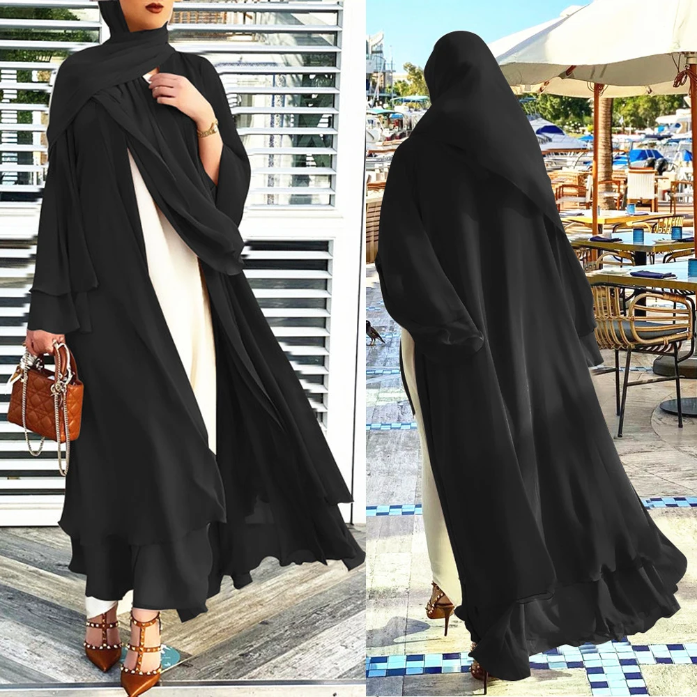 

2022 Рамадан Дубай Abayas для женщин хиджаб платье мусульманская открытая абайя модное кимоно кардиган Марокканская Кафтан Исламская одежда 2021