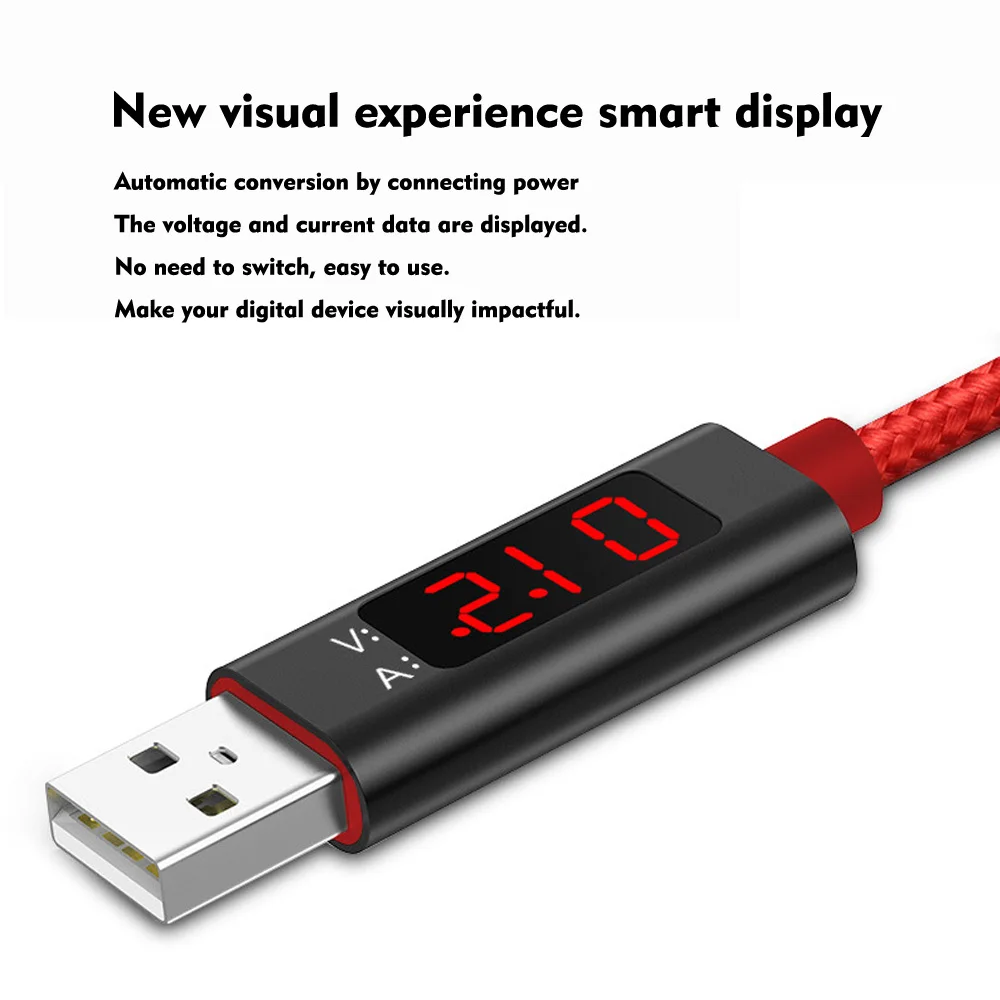 3A (макс.) Кабель Micro USB для зарядки и передачи данных цифровой светодиодный экран