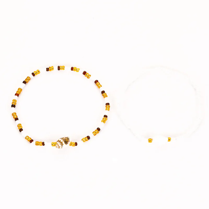 

100pcs / lot European and American jewelry hand woven Beaded shell conch color summer beach two piece set