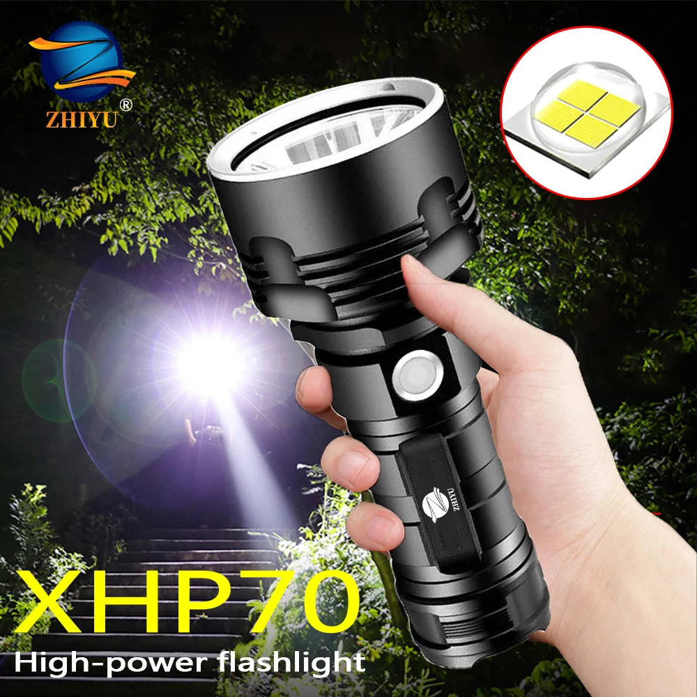 Светодиодный фонарик ZHIYU XHP70 высокой мощности L2 тактический фонарь USB