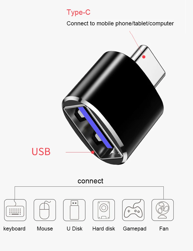 Переходник с Mini USB Type C папа на 3 0 Мама OTG-кабель конвертер адаптер совместимый MacBook