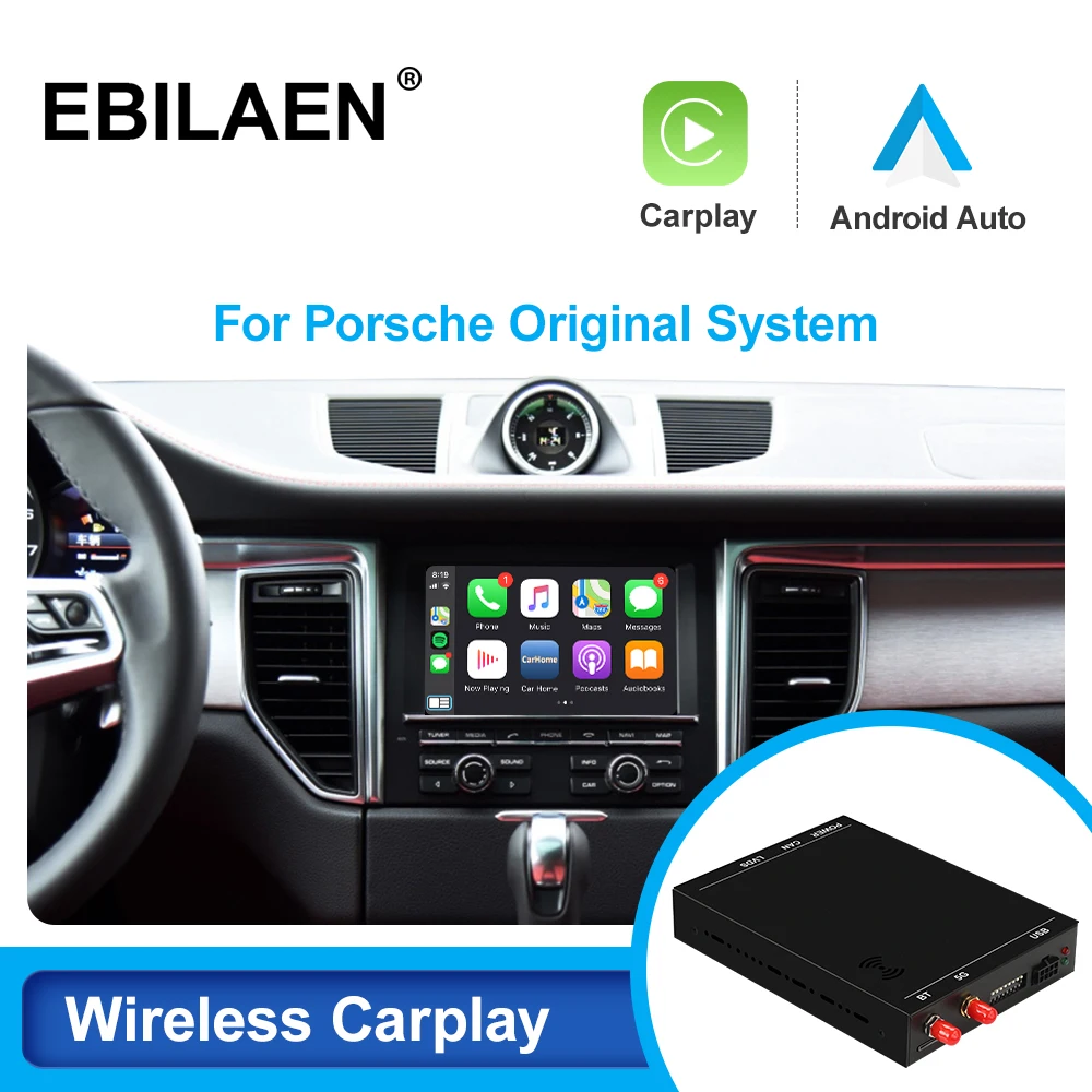 

EBILAEN Wireless Carplay Module Box For Porsche Panamera Cayenne Macan Cayman Boxster 911 718 PCM 4.0 Android Auto Multimedia