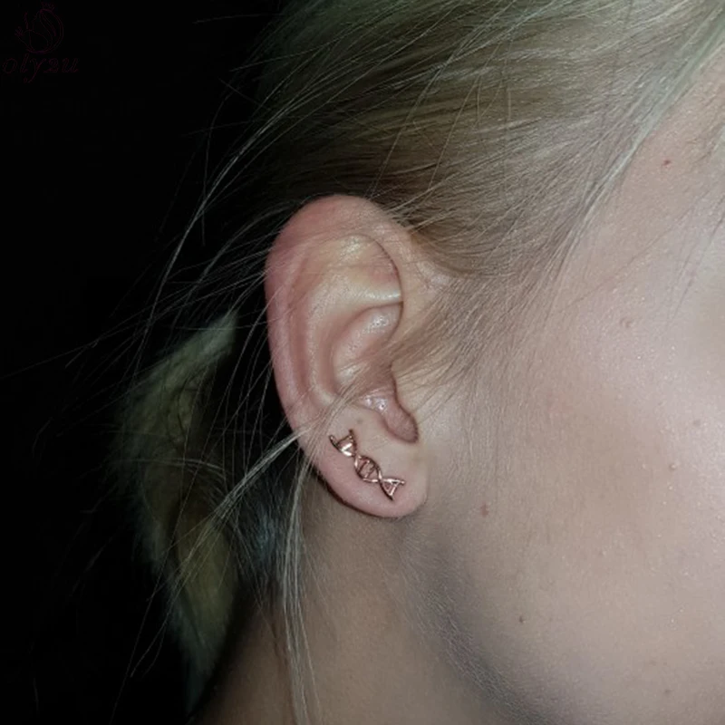 

Oly2u New Fashion DAN Jewelry Earrings For Women Chemical molecules ear brincos 2018 DNA Science Stud Earring boucle d'oreille