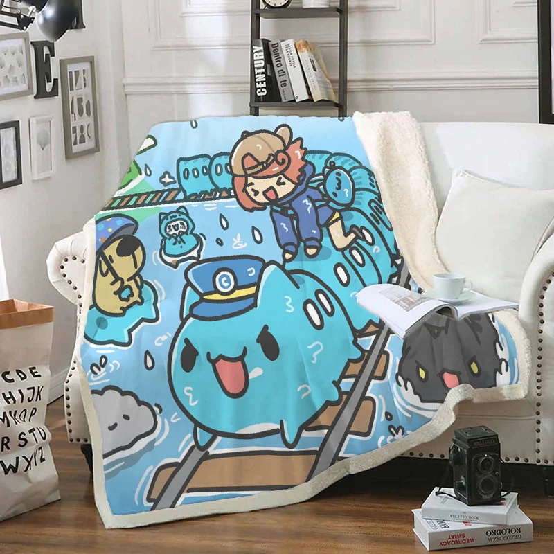 Manta de felpa de doble capa con dibujos animados de Bugcat Capoo para ni&ntilde;os y ni&ntilde;as, colcha c&aacute;lida para sof&aacute;, funda de viaje-1