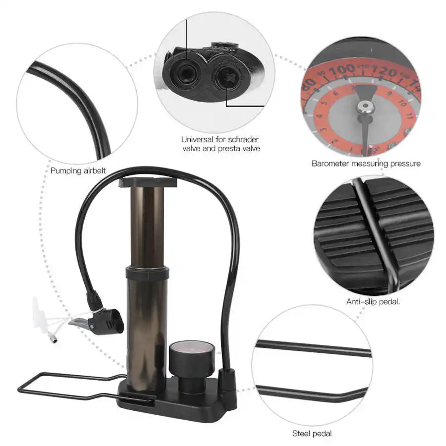 Велосипед Педальный насос мини переносной прочная Педаль тип надувной барометр