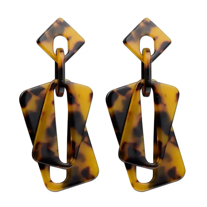 

New products in Europe and the multilayer sheet acetate hollow out geometric leopard style restoring ancient ways earrings