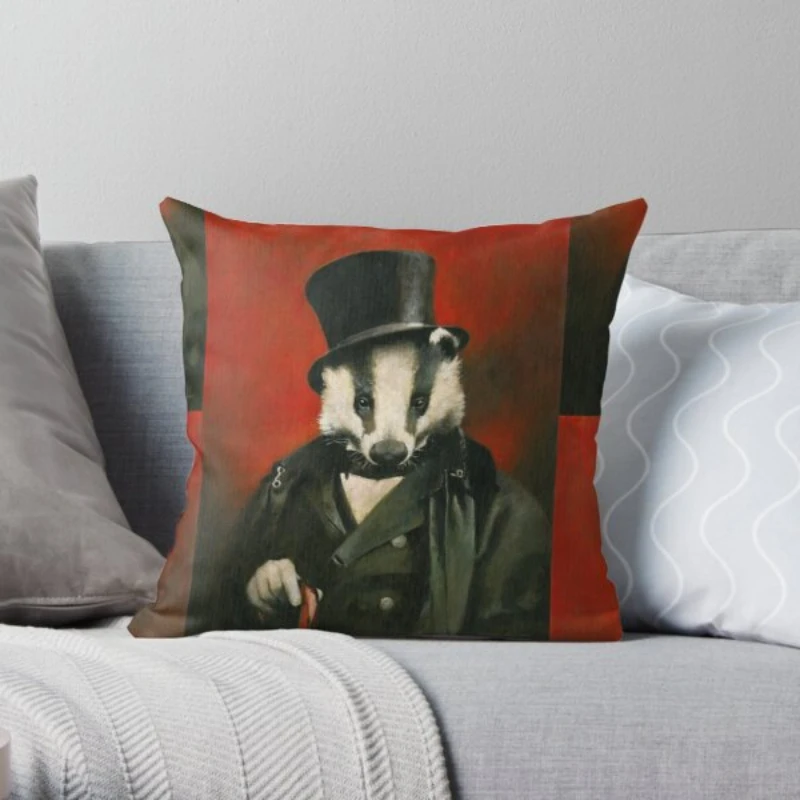 

Victorian Mr Badger Printing Throw Pillow Cover Home Decorative Anime Hotel Case Bed Fashion Car Bedroom Pillows not include