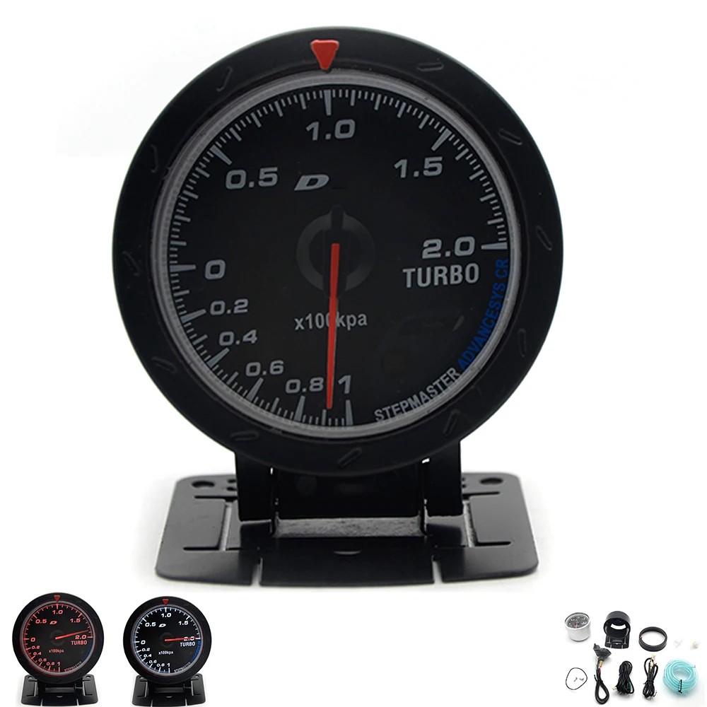 2 5 &quot60 мм Boost Turbo Gauge 0 бар черная лицевая сторона с логотипом/Автомобильный