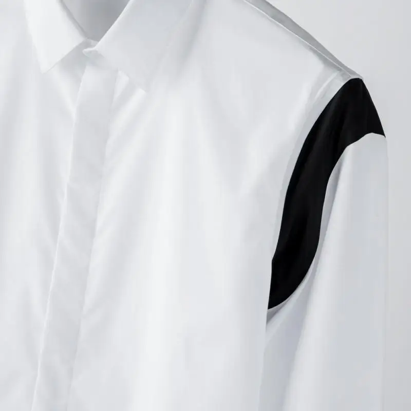 Рубашка Minglu мужская с длинным рукавом роскошная сорочка открытыми плечами