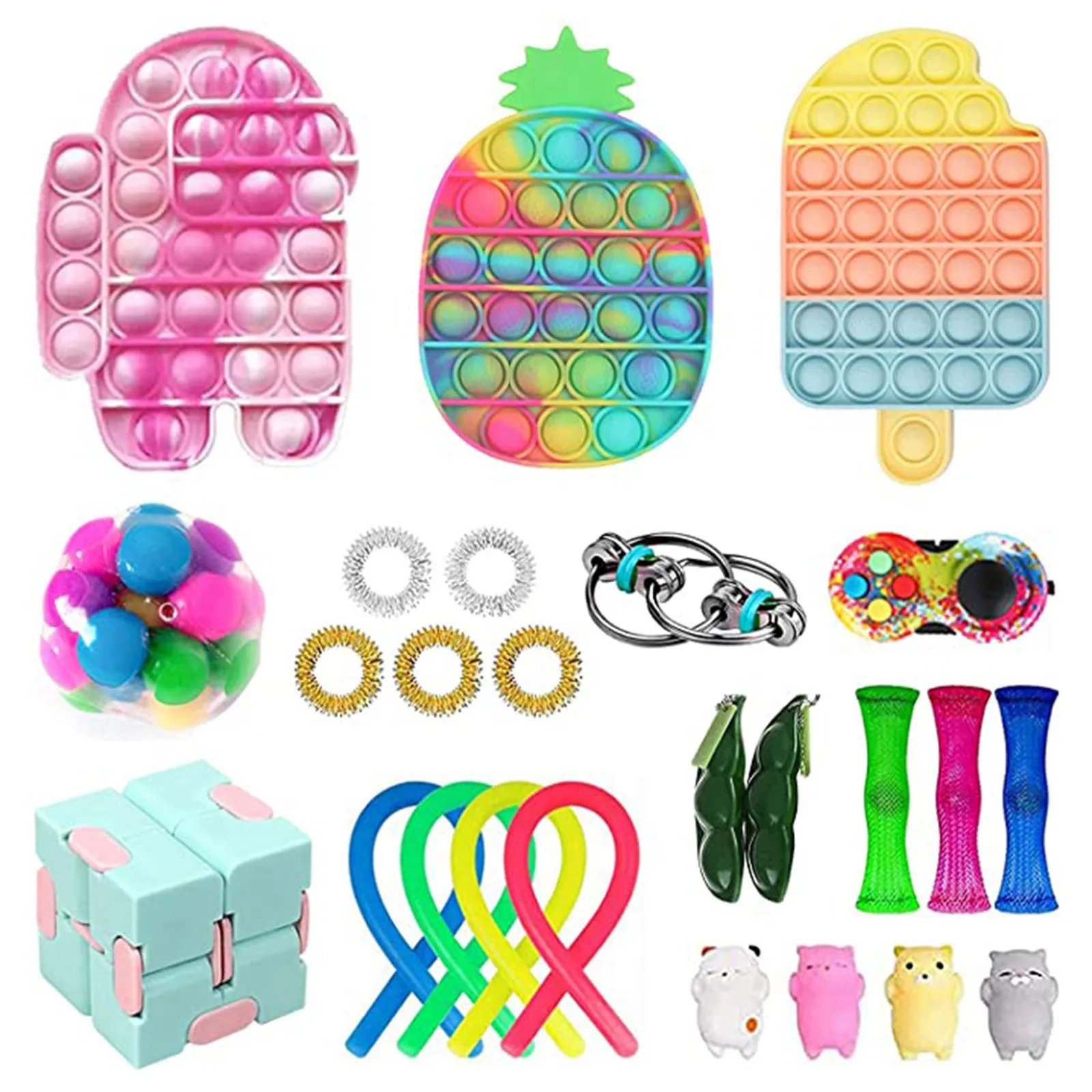 fidget sensory toy set stress relief toys autism anxiety relief stress bubble fidget toy for kids adults squeeze sensory поп и